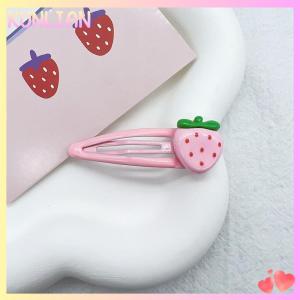 [KUNLIAN] 2 Pcs Cute Sweet Strawberry Hairpin Lovely Pink Hair Clips Girls Bangs Clips BB Snap Clip Hair Accessories