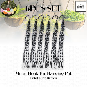6PCS/SET 15.5 Inches Black Metal Hook Chain Hanger for Hanging Pot (Hook Only)