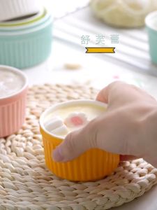 Ceramic Baking Bowl for Pudding Souffle - Underglaze Color Round Ramekin Oven Safe