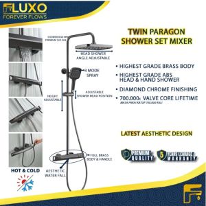 FLUXO - BRASS SHOWER SET 3 in 1 dan 2 in 1 DESIGN ELEGAN TERBARU 2025 TWIN PARAGON SERIES