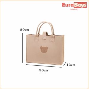 E.B. Cute Bear Felt Handbag Large Capacity Handbag Mother and Baby Bag Computer Tablet Book Storage Bags