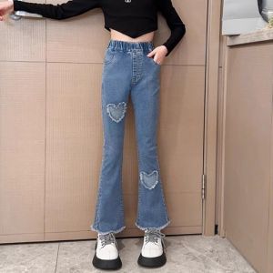 Cute Denim Baggy Wide Leg Pants for Kids Girls 5-12 Years Old Korean Style Casual Maong Pants for Girls