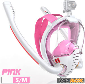 VO2max รุ่นใหม่ หน้ากากดำน้ำ แบบเต็มหน้า สำหรับดำน้ำตื้น ท่อคู่ เพิ่มออกซิเจน หายใจสะดวกขึ้น ลดฝ้า ช่องมองภาพ HD 180° ชัด ใส ไม่หลอกตา