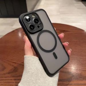 For Magsafe Magnetic Wireless Charge Shockproof Matte Case For iPhone 15 14 13 12 17 16 Pro MAX 17pro Silicone Armor Clear Cover