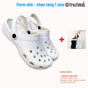 Dép sục Cross duet quai ngang nam và nữ màu hồng đế nâu cá tính siêu nhẹ đi mưa đi nắng thoải mái chống trơn trượt có nhiều lỗ thoát hơi thông thoáng tặng kèm 10 jitbitz và hộp hãng - có hình thật và video tự quay