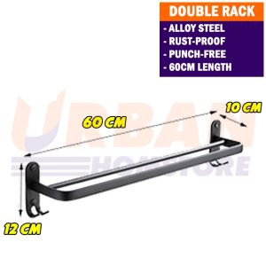 UBH Premium Aluminum Towel Bar Wall Mounted Rack Bathroom Towel Rack Holder Towel Hanger Rak Bilik Mandi Tandas