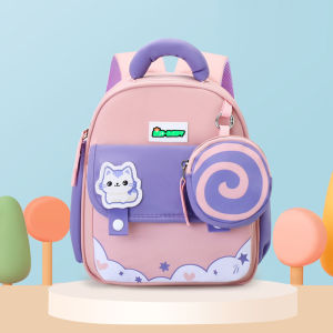 2025 new childrens colorful contrasting colors cartoon childrens backpack kindergarten schoolbag girl cute childrens backpack
