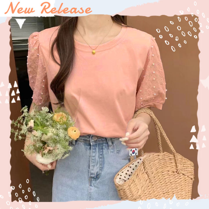 QJshop มันจึ้งสุดดดด📣📣เสื้อคอกลม แขนลายดอกไม้สุดสวย สวยที่สุด มี 4 สี ...