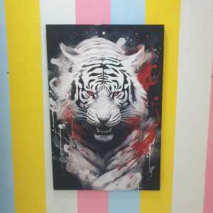 Hiasan Dinding Super Jumbo MACAN PUTIH BERDARAH Media Kain Kanvas Premium