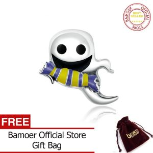 BAMOER Halloween 925 Sterling Silver CZ Trick or Treat Kid Original ghost image Charm for Brand DIY Jewelry Make SCC1619