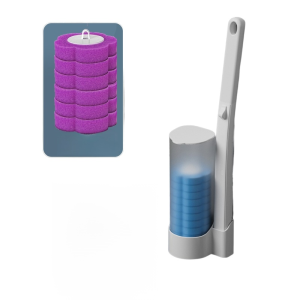 Clean Hands Dispossable Toilet Brush Set Anti-Bacterial Odor-Free No Dead Ends Cleaning Replaceble Brush