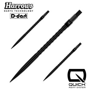 HARROWS DART POINT - HM GRIP QUICK POINTS (QP) BLACK/GOLD/SILVER REPLACEMENT STEEL DART POINT 3Pcs/Pack