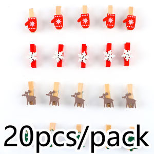 (20 cái/gói) 18*36mm bằng gỗ giáng sinh phim hoạt hình đồ trang trí kẹp Cây giáng sinh nhà hình ảnh món quà wrapper sản phẩm thủ công tự làm giáng sinh