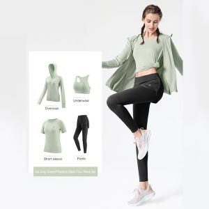 Camel womens 4 pcs sports suits t-shirt & jackets & pants for female