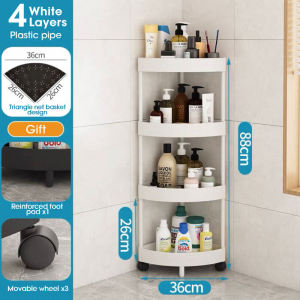 4 Layer Rolling Corner Rack Cheap Waterproof Storage Shelf with Wheels Bathroom Kitchen Organizer Space Saver Fast Shipping COD