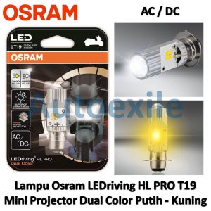 Osram LEDriving HL PRO Dual Color T19 H6 M5 AC DC Kaki1 P15d-25-1 Low Beam Cool White 6000K Putih + High Beam Golden Yellow 3000K Kuning Pekat Mini Projie Projector Proyektor Original Lampu Motor LED Matic Bebek