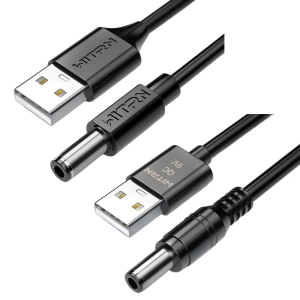 QC3.0 DC5.5x2.5mm to USB-A Input Cable for WiFi Router Speaker LED Light (5.5x2.5mm to USB-A Converter Cable)