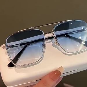 AU European and American style double-bridge sunglasses oversized frames for men slimming effect UV protection trendy sunglasses for women suitable for large faces versatile for driving and sun protection