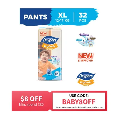 Drypers Drypantz XL Size Pants Baby Diaper 32s