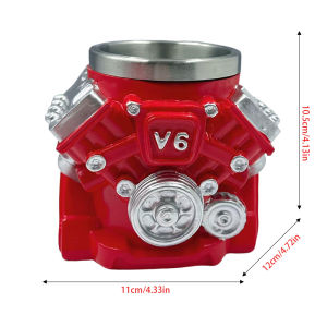 Cross-border new V8 engine mechanical mug engine cup coffee beer personalized water cup resin stainless steel h2609 h260916