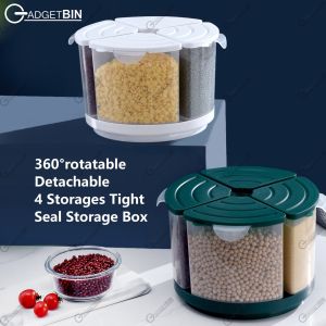 360°rotatable Detachable 4 Storages Tight Seal Storage Box Container Box for Cereal Bean Grain Rice