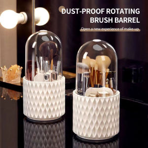 Makeup brush storage cartridge dust-proof rotating large capacity cosmetics storage cartridge desk top mouth red eye shadow storage rack pen container