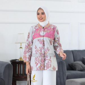 Blouse Batik Wanita Prabuseno Motif Aisha Atasan Baju Batik Wanita Lengan Panjang Prabuseno Modern Premium Jumbo Big Size Full Furing Pakaian Kemeja