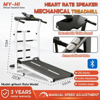 MY-HI Manual Treadmill Foldable Walking Pad Multi-functional LED Threadmill Exercise Equipment For Women