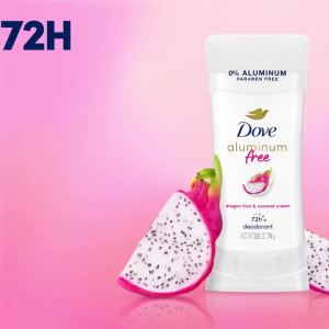 Dove Deodorant Stick Dragon Fruit & Coconut Cream Aluminum Free 1PK 2.4 oz Aluminum Free 72 hour odor protection.