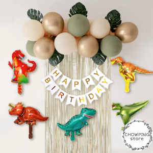Paket Dekorasi Backdrop Ulang Tahun Simple Retro Birthday Jungle Animal Dino