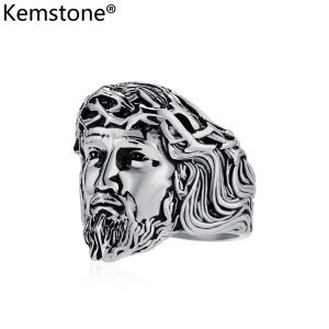 Kemstone God Jesus Ring Mens Stainless Steel Rings Jewelry