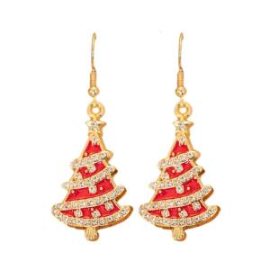 Festival Season Earrings Red/Green Color Scheme Ear Studs Alloy For Christmas Celebrations