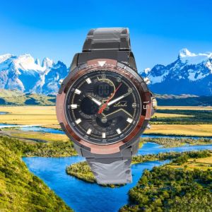 ALAM JAYA SHOP JAM TANGAN RANTAI HITAM LASEBO LSB981G DUAL TIME SPORT JAM TANGAN PRIA PETUALANG