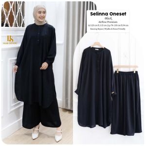 Setelan Wanita Long Tunik Celana Panjang Kulot Selinna Oneset Fashion Muslimah Syari