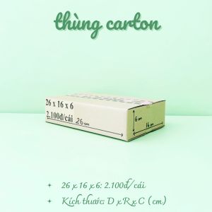 Kích thước 26x16x6 cm Combo 50 hộp carton đóng gói hàng hóa