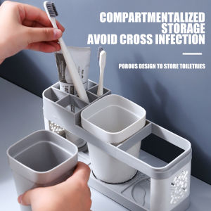 Multifunctional Toothbrush Holder Bathroom Organizer Toothpaste Toothbrush Holder Mouthwash Cup Set