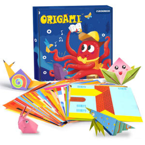 Kids Origami Kit 108 Double-Sided Colorful Papers & Guide Beginner Gift Preschool Educational STEM Craft Toy