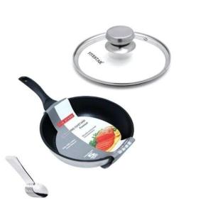 Chảo chống dính có nắp kính Fivestar inox 430 3đáy tặng 5 muỗng ( 16cm 20cm ) dùng được bếp từ hồng ngoại gas