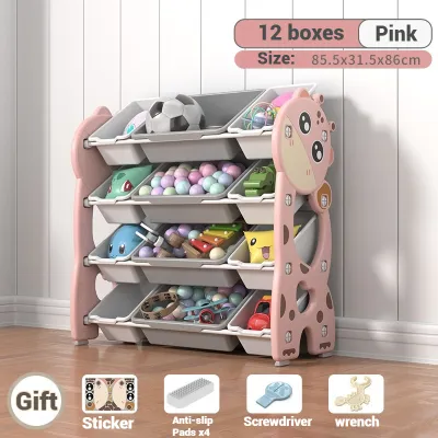 Playpark 4 Layers Kids Toy Storage Rack Large Capacity Detachable Moving Organizer Cabinet Deer