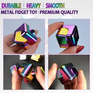 Cube Spinner 4-in-1 Decompression Spinning Toy Desktop Metal EDC Hand Fidgets Spinner Build Flipo Flip Gift for Kids Adults.