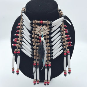 [mjj] Indian Style Necklace Feather Wooden Bead Necklace Indian Fashion Accessories