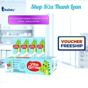 (HSD T5-2026) (Có Thẻ Cào) Thùng 48 Hộp Sữa Pha Sẵn Vitagrow Hộp 180ml Phát Triển Chiều Cao.