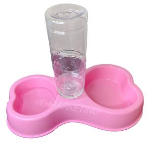 Pet Dog Cat 2in1 Bowl Food Feeding Water Drinking Bowl