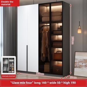 Wardrobe Family Bedroom Rental Property Lightweight Luxury Glass Door Simple And Easy To Assemble Wardrobe Cabinet