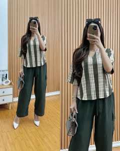 Setelan Wanita Cargo Terbaru One Set Kekinian Viral Crinkle Airflow Dan Rayon Super Premium