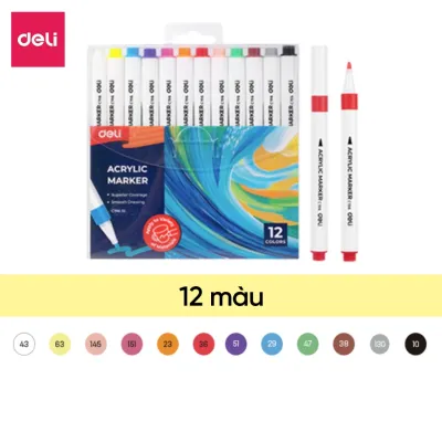Bút Sơn 80 Màu Acrylic Marker Cao Cấp Deli Màu Sắc Tươi Sáng Vẽ Trên Mọi Chất Liệu Có Thể Chồng Màu