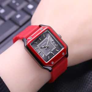 Jam Tangan Wanita Fo55il Kotak Karet Rubber Mewah Fashion Cewek Elegan Terbaru