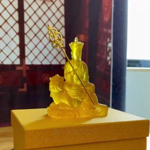 精品谛听地藏菩萨佛像水琉璃大愿地藏王镇宅佛堂供奉保平安车摆件