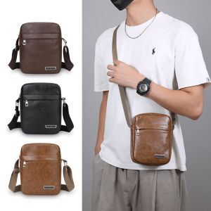 Man PU Leather Cross-body Bag Single Shoulder Bag Large Capacity Waterproof for Business Travel