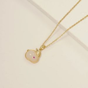 New Cute Rabbit Pendants Womens Necklaces Short Chain Bohemian Lovely Neck Decoration Gold Color Metal Link Necklace for Girl